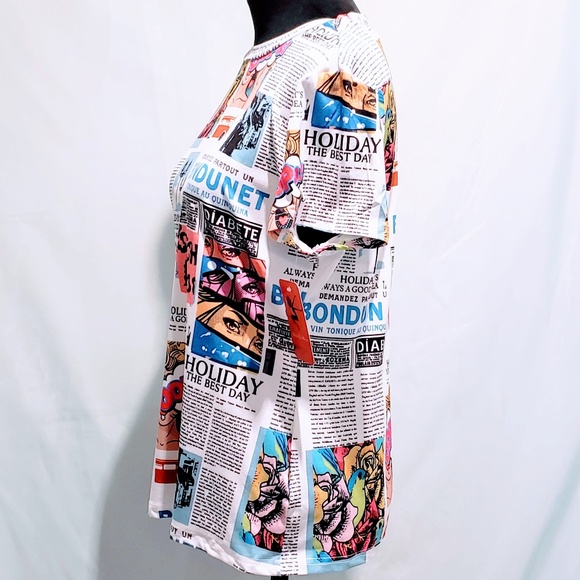 🆕Pop Newspaper print fitted T-shirt 🦄💋 - Picture 3 of 8
